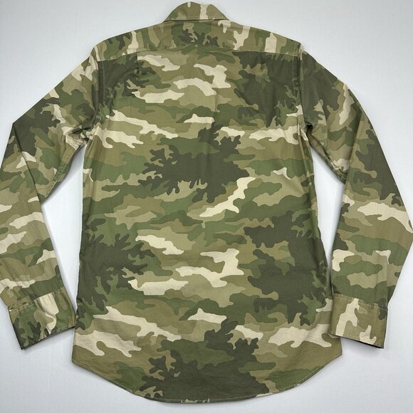 J. Crew Men's NWT Green Camo Button Down Slim-Fit Flex Long Sleeve Shirt XS/C36 - Picture 3 of 11
